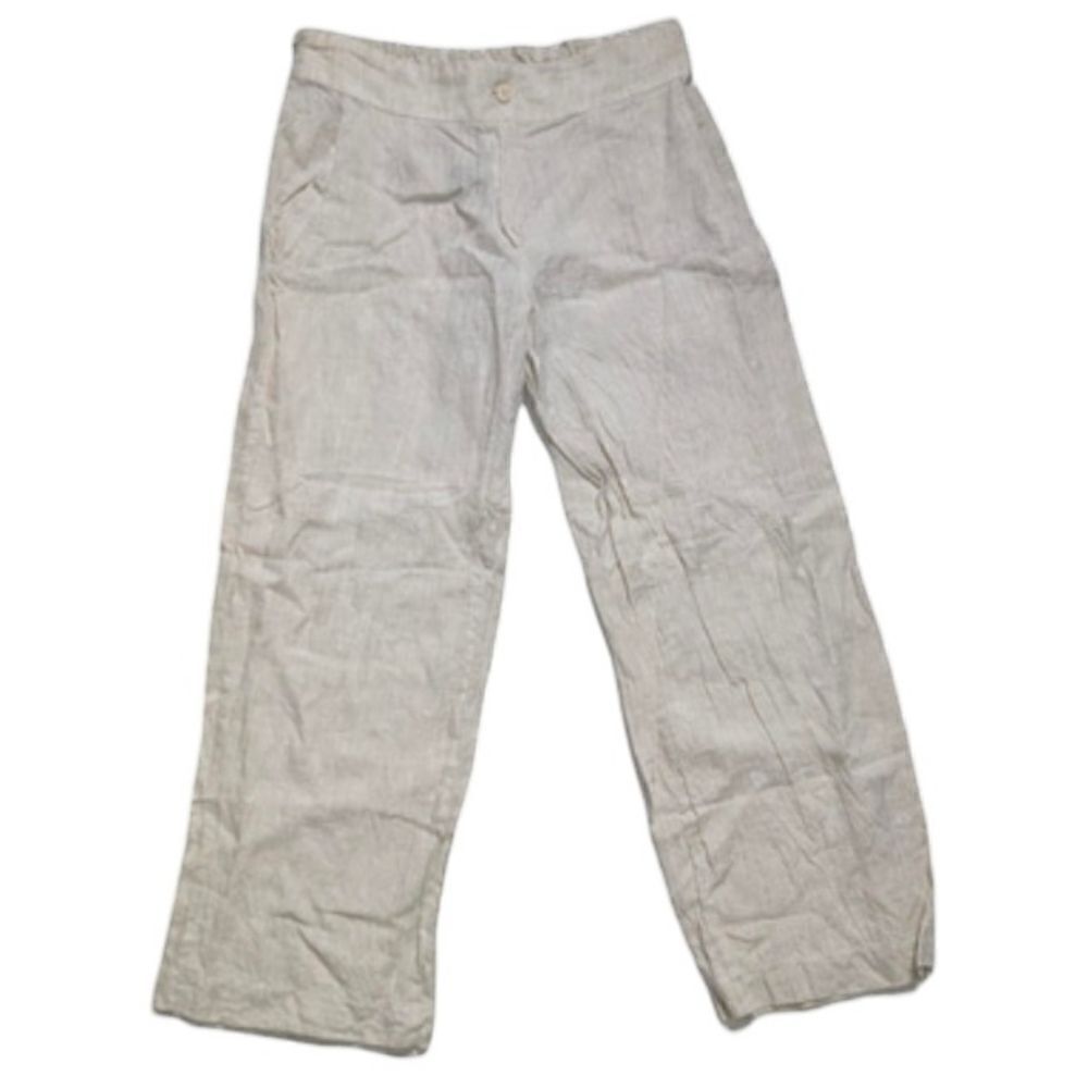 Marilyn's Stretch Flare Cream Linen‎ Pants Lagenlook IT 46